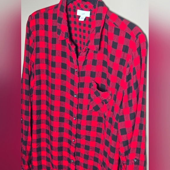 J. Jill Buffalo Plaid Button Down Cabincore Elevated Basic Shirt, Medium - Picture 2 of 4